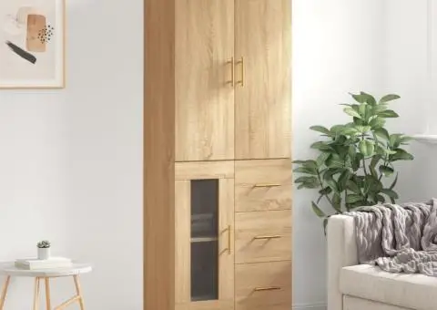 Dulap înalt, stejar sonoma, 69,5x34x180 cm, lemn compozit - 1/5