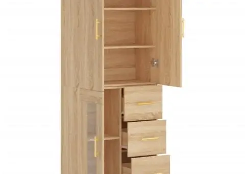 Dulap înalt, stejar sonoma, 69,5x34x180 cm, lemn compozit - 4/5