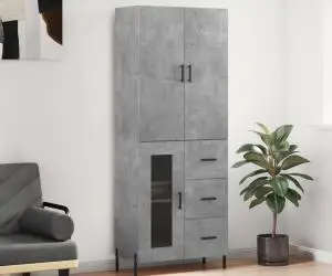 vidaXL Dulap înalt, gri beton, 69,5x34x180, lemn compozit