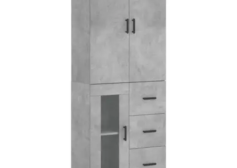 Dulap înalt, gri beton, 69,5x34x180, lemn compozit - 2/5