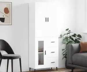 vidaXL Dulap înalt, alb, 69,5x34x180 cm, lemn compozit