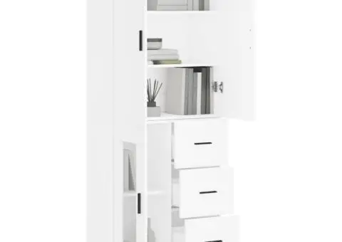 Dulap înalt, alb, 69,5x34x180 cm, lemn compozit - 3/5