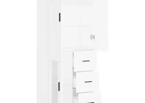 Dulap înalt, alb, 69,5x34x180 cm, lemn compozit - 4/5