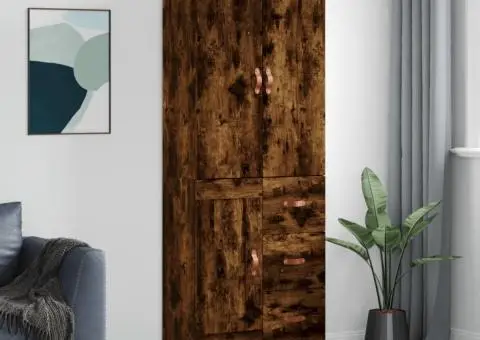 Dulap înalt, stejar fumuriu, 69,5x34x180, lemn compozit - 1/5