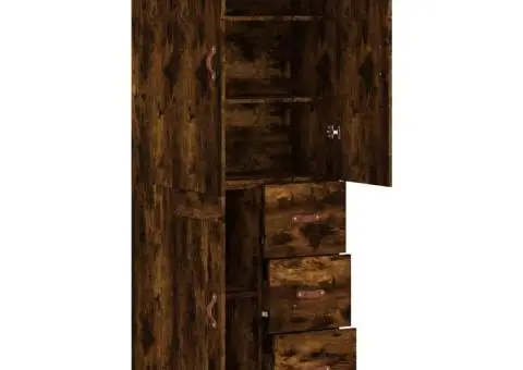 Dulap înalt, stejar fumuriu, 69,5x34x180, lemn compozit - 4/5