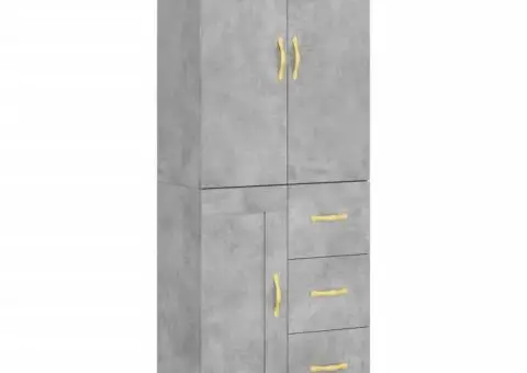 Dulap înalt, gri beton, 69,5x34x180, lemn compozit - 2/5