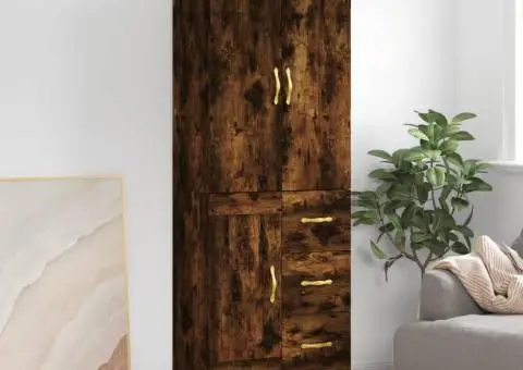 Dulap înalt, stejar fumuriu, 69,5x34x180, lemn compozit - 1/5