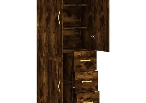 Dulap înalt, stejar fumuriu, 69,5x34x180, lemn compozit - 4/5