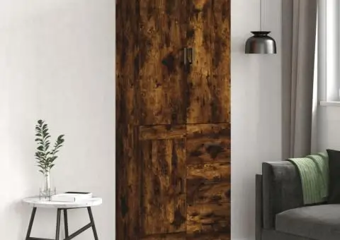 Dulap înalt, stejar fumuriu, 69,5x34x180, lemn compozit - 1/5