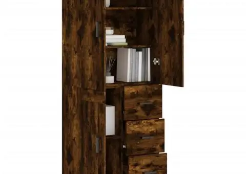 Dulap înalt, stejar fumuriu, 69,5x34x180, lemn compozit - 3/5