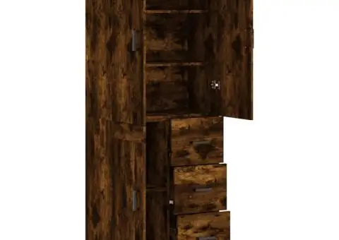 Dulap înalt, stejar fumuriu, 69,5x34x180, lemn compozit - 4/5