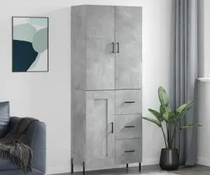 vidaXL Dulap înalt, gri beton, 69,5x34x180, lemn compozit