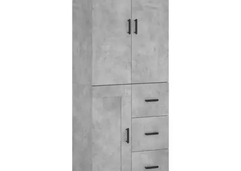 Dulap înalt, gri beton, 69,5x34x180, lemn compozit - 2/5