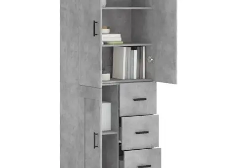 Dulap înalt, gri beton, 69,5x34x180, lemn compozit - 3/5