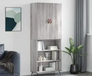 vidaXL Dulap înalt, gri sonoma, 69,5x34x180 cm, lemn compozit