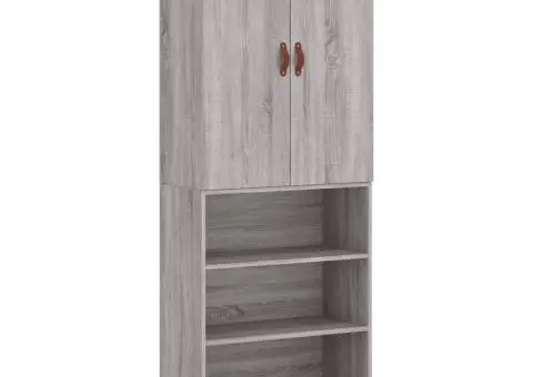 Dulap înalt, gri sonoma, 69,5x34x180 cm, lemn compozit - 2/5