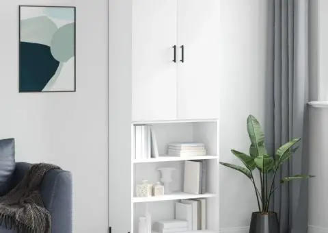 Dulap înalt, alb, 69,5x34x180 cm, lemn compozit - 1/5