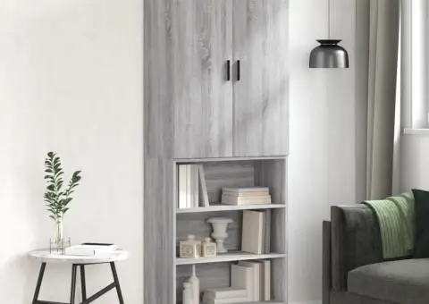 Dulap înalt, gri sonoma, 69,5x34x180 cm, lemn compozit - 1/5