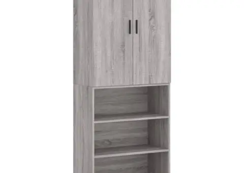 Dulap înalt, gri sonoma, 69,5x34x180 cm, lemn compozit - 2/5