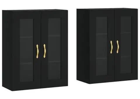 Dulapuri montate pe perete, 2 buc, negru, lemn prelucrat - 2/5