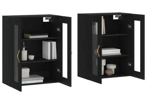 Dulapuri montate pe perete, 2 buc, negru, lemn prelucrat - 3/5