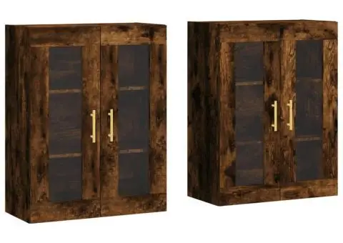 Dulapuri de perete, 2 buc., stejar afumat, lemn prelucrat - 2/5