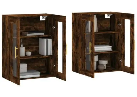 Dulapuri de perete, 2 buc., stejar afumat, lemn prelucrat - 3/5
