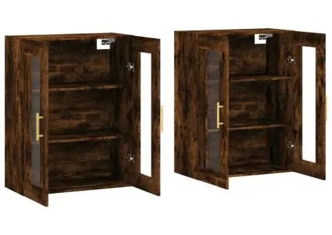 Dulapuri de perete, 2 buc., stejar afumat, lemn prelucrat - 4/5