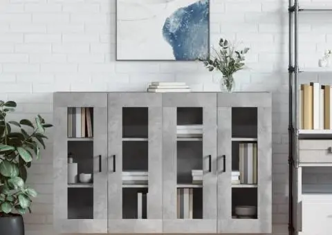 Dulapuri de perete, 2 buc., gri beton, lemn prelucrat - 1/5