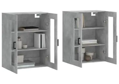 Dulapuri de perete, 2 buc., gri beton, lemn prelucrat - 3/5