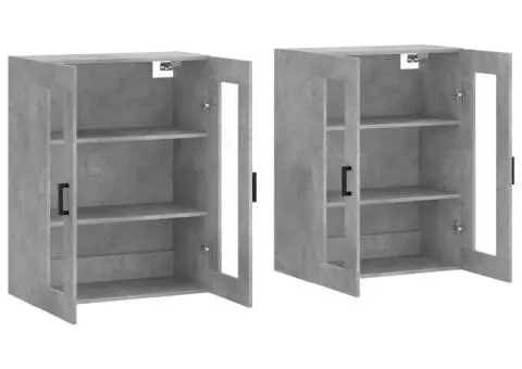 Dulapuri de perete, 2 buc., gri beton, lemn prelucrat - 4/5
