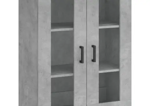 Dulapuri de perete, 2 buc., gri beton, lemn prelucrat - 5/5