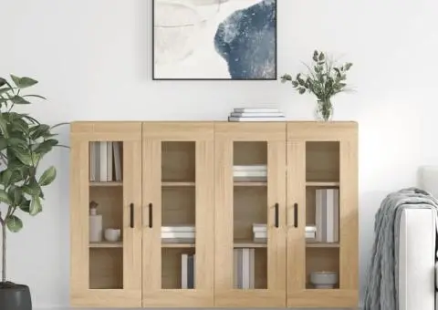 Dulapuri montate pe perete 2 buc stejar Sonoma, lemn prelucrat - 1/5