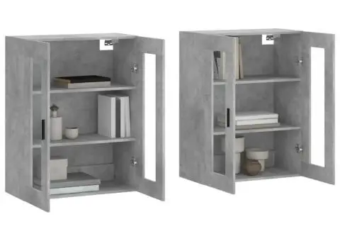 Dulapuri de perete, 2 buc., gri beton, lemn prelucrat - 3/5