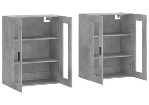 Dulapuri de perete, 2 buc., gri beton, lemn prelucrat - 4/5