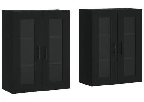 Dulapuri montate pe perete, 2 buc, negru, lemn prelucrat - 2/5