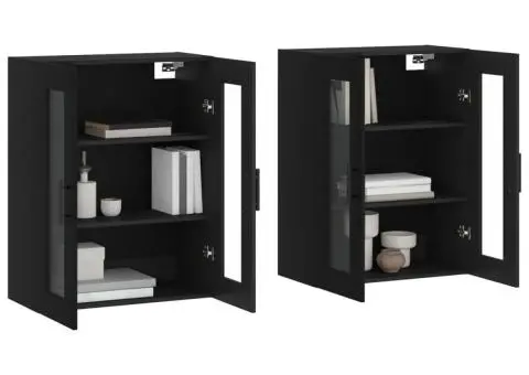 Dulapuri montate pe perete, 2 buc, negru, lemn prelucrat - 3/5