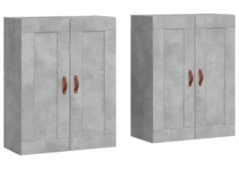 Dulapuri de perete, 2 buc., gri beton, lemn prelucrat - 2/5