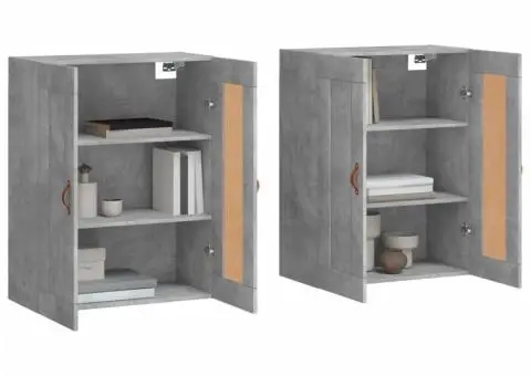 Dulapuri de perete, 2 buc., gri beton, lemn prelucrat - 3/5