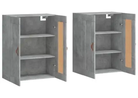 Dulapuri de perete, 2 buc., gri beton, lemn prelucrat - 4/5