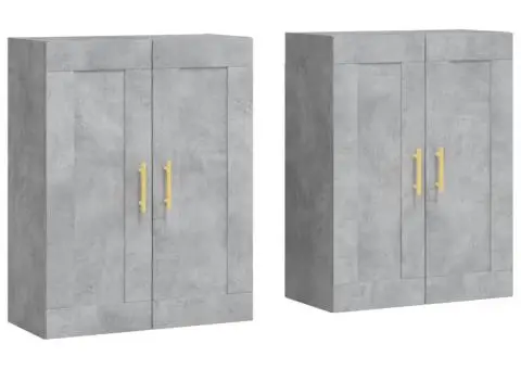 Dulapuri de perete, 2 buc., gri beton, lemn prelucrat - 2/5