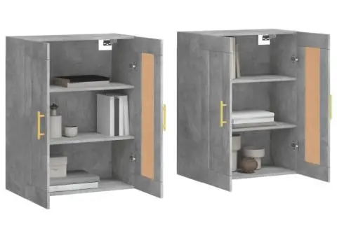 Dulapuri de perete, 2 buc., gri beton, lemn prelucrat - 3/5