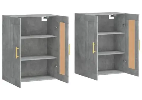 Dulapuri de perete, 2 buc., gri beton, lemn prelucrat - 4/5