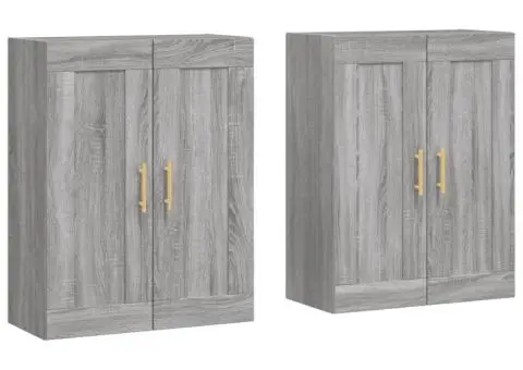 Dulapuri montate pe perete, 2 buc, gri Sonoma, lemn prelucrat - 2/5