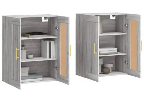 Dulapuri montate pe perete, 2 buc, gri Sonoma, lemn prelucrat - 3/5