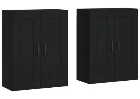 Dulapuri montate pe perete, 2 buc, negru, lemn prelucrat - 2/5