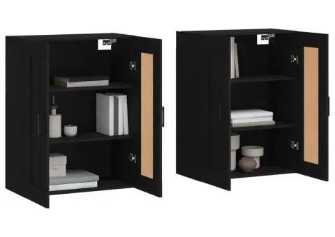 Dulapuri montate pe perete, 2 buc, negru, lemn prelucrat - 3/5