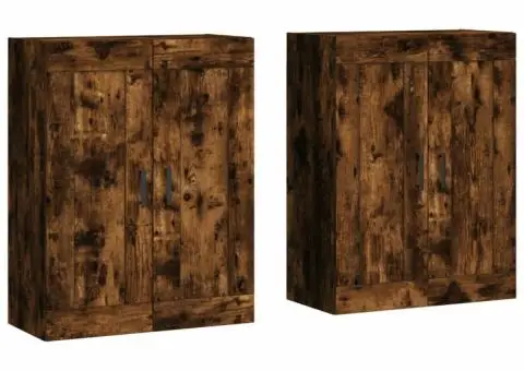 Dulapuri de perete, 2 buc., stejar afumat, lemn prelucrat - 2/5