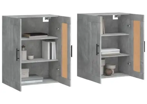 Dulapuri de perete, 2 buc., gri beton, lemn prelucrat - 3/5