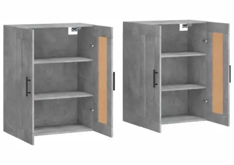 Dulapuri de perete, 2 buc., gri beton, lemn prelucrat - 4/5